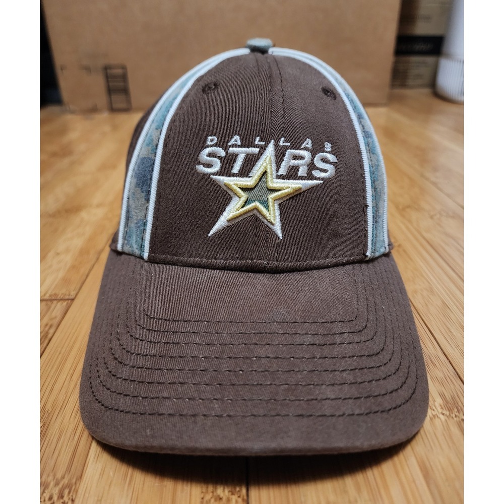 New Era Dallas Stars Hat Fitted Cap Hockey NHL Brown Camo A Flex S/M Sports Logo